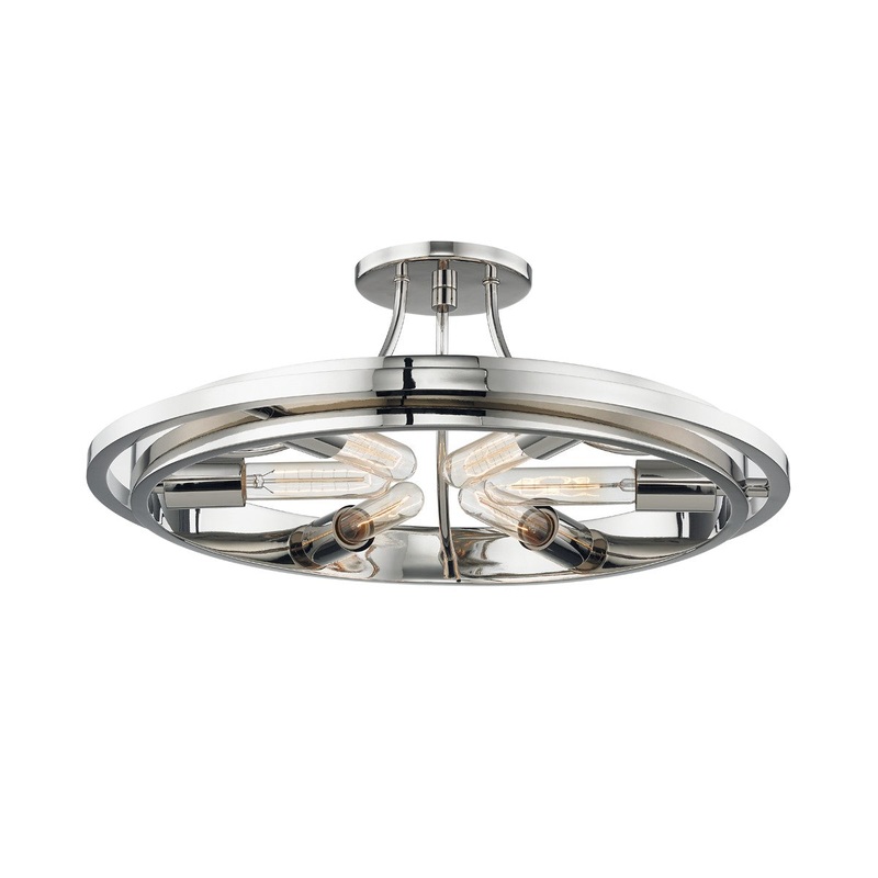 Hudson Valley 2721-PN Chambers Six Light Flush Mount, Polished Nickel