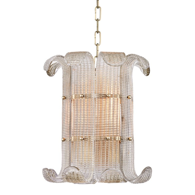 Hudson Valley 2904-AGB Brasher Four Light Chandelier, Aged Brass