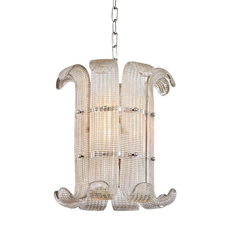 Hudson Valley 2904-PN Brasher Four Light Chandelier, Polished Nickel