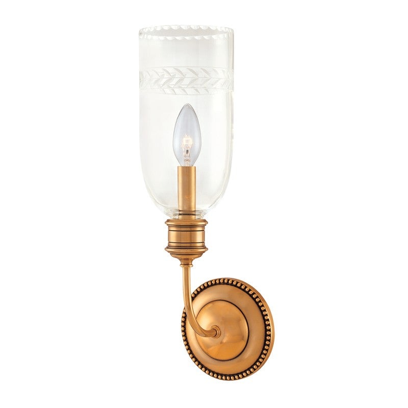 Hudson Valley 291-AGB Lafayette One Light Wall Sconce, Aged Brass