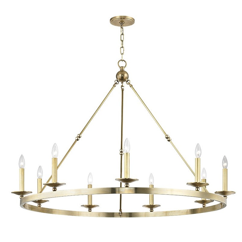 Hudson Valley 3209-AGB Allendale Nine Light Chandelier, Aged Brass