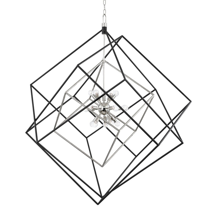 Hudson Valley 1255-PN/BK Roundout 15 Light Pendant, Polished Nickel/Black