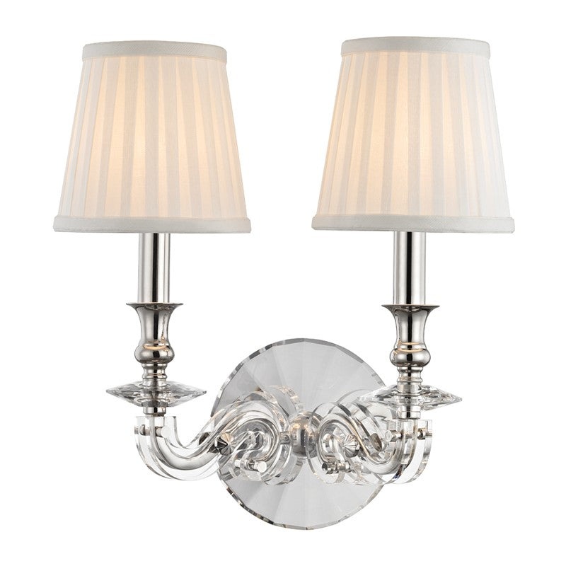 Hudson Valley 1292-PN Lapeer Two Light Wall Sconce, Polished Nickel (Discontinued)