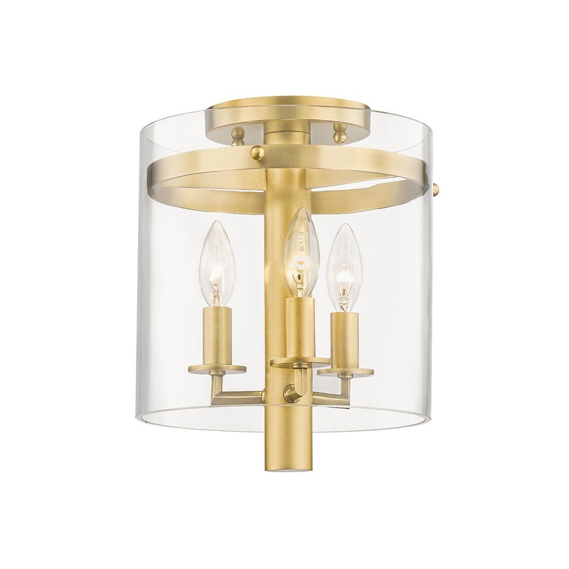 Hudson Valley 1303-AGB Baxter Three Light Flush Mount, Aged Brass (Discontinued)