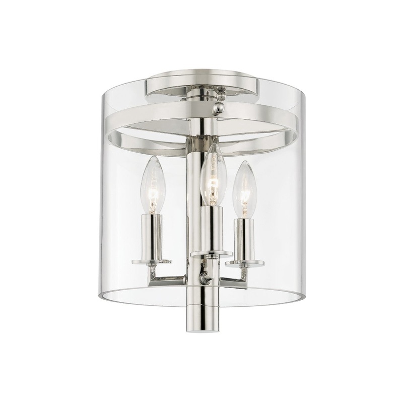 Hudson Valley 1303-PN Baxter Three Light Flush Mount, Polished Nickel (Discontinued)