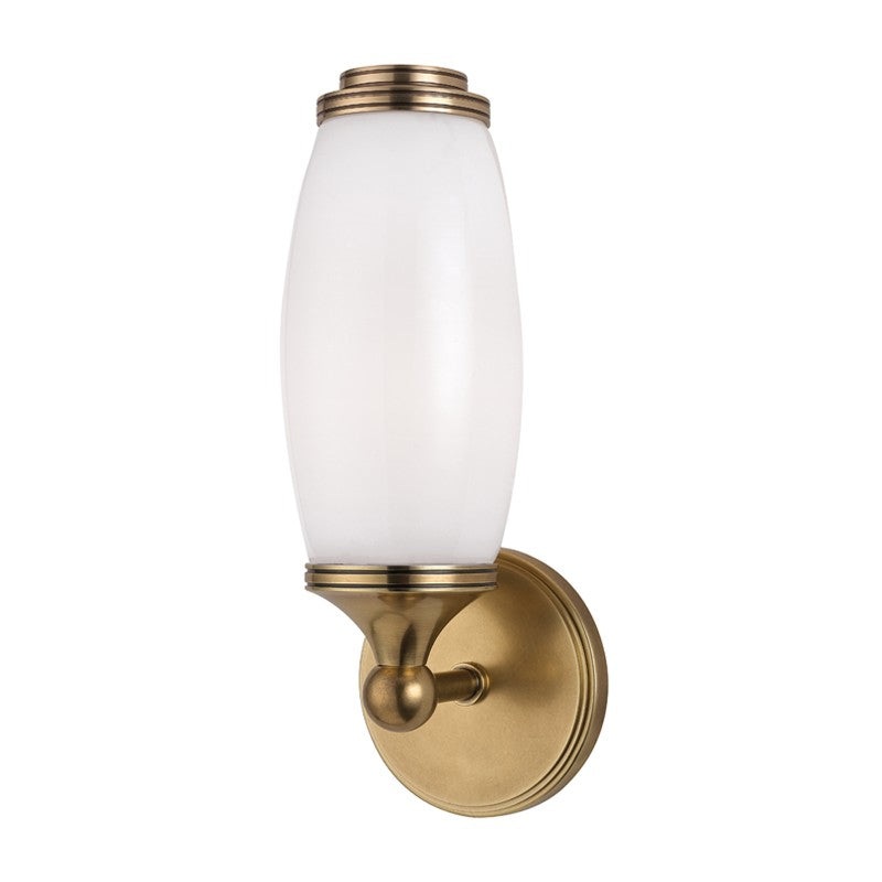Hudson Valley 1681-AGB Brooke One Light Wall Sconce, Aged Brass (Discontinued)