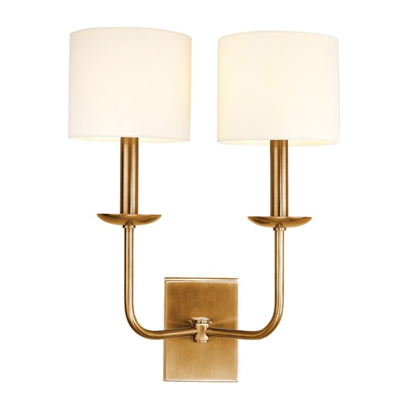 Hudson Valley 1712-AGB Kings Point Two Light Wall Sconce, Aged Brass (Discontinued)