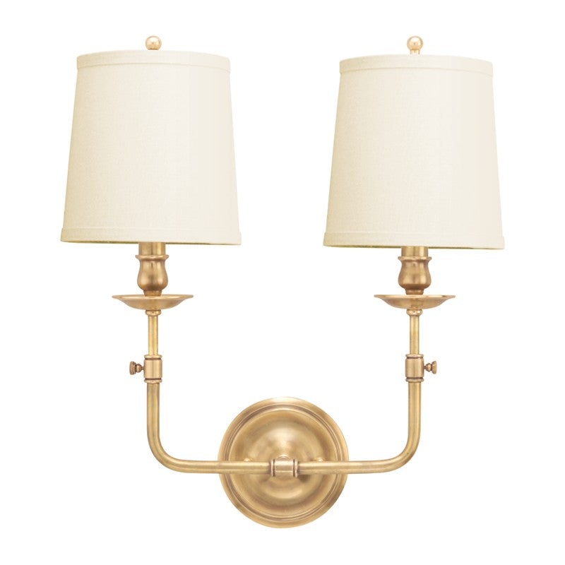 Hudson Valley 172-AGB Logan Two Light Wall Sconce, Aged Brass