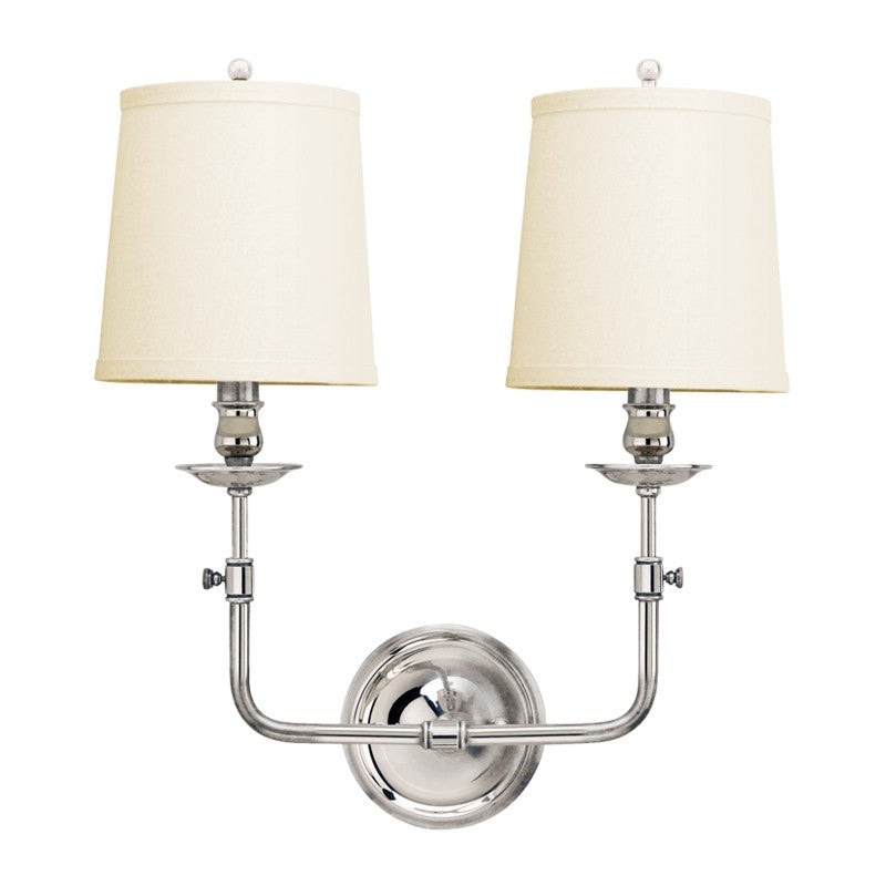 Hudson Valley 172-PN Logan Two Light Wall Sconce, Polished Nickel