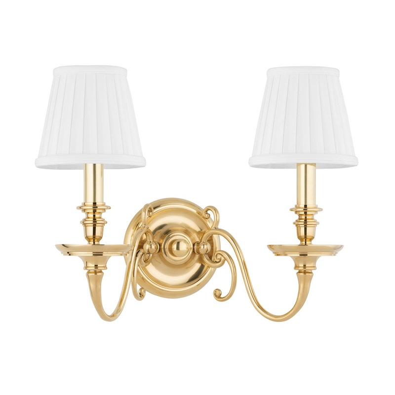 Hudson Valley 1742-AGB Charleston Two Light Wall Sconce, Aged Brass