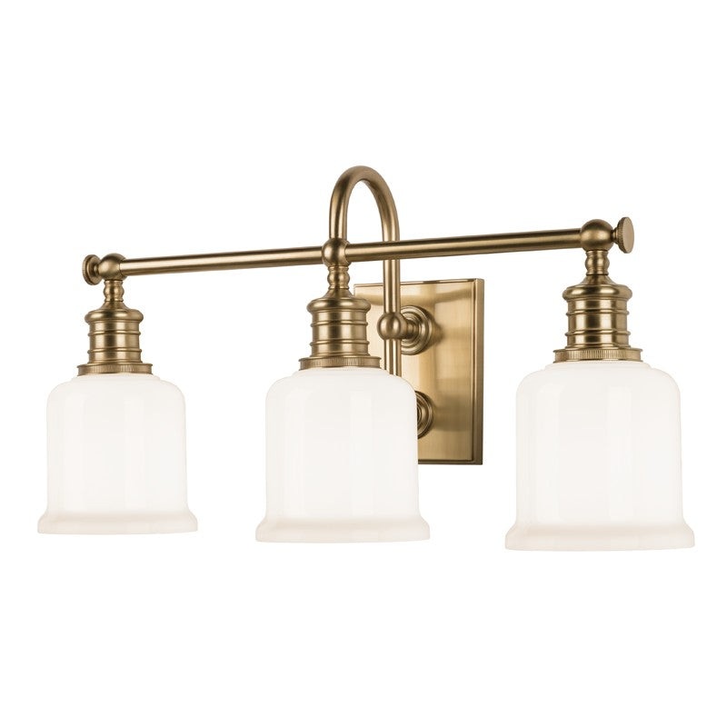 Hudson Valley 1973-AGB Keswick Three Light Bath Bracket, Aged Brass