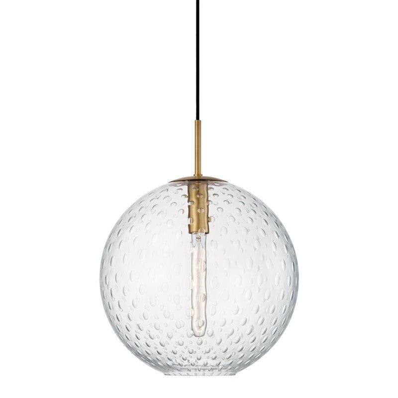 Hudson Valley 2015-AGB-CL Rousseau One Light Pendant, Aged Brass