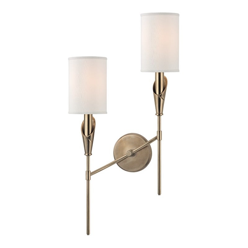 Hudson Valley 1312L-AGB Tate Two Light Wall Sconce, Aged Brass (Discontinued)