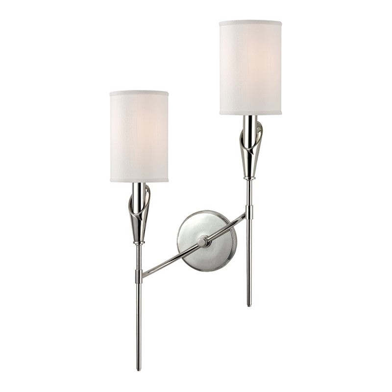 Hudson Valley 1312L-PN Tate Two Light Wall Sconce, Polished Nickel (Discontinued)