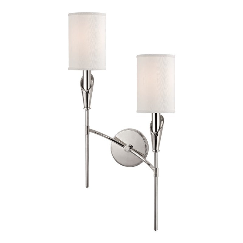 Hudson Valley 1312R-PN Tate Two Light Wall Sconce, Polished Nickel (Discontinued)