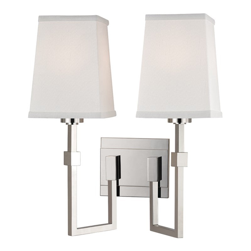 Hudson Valley 1362-PN Fletcher Two Light Wall Sconce, Polished Nickel