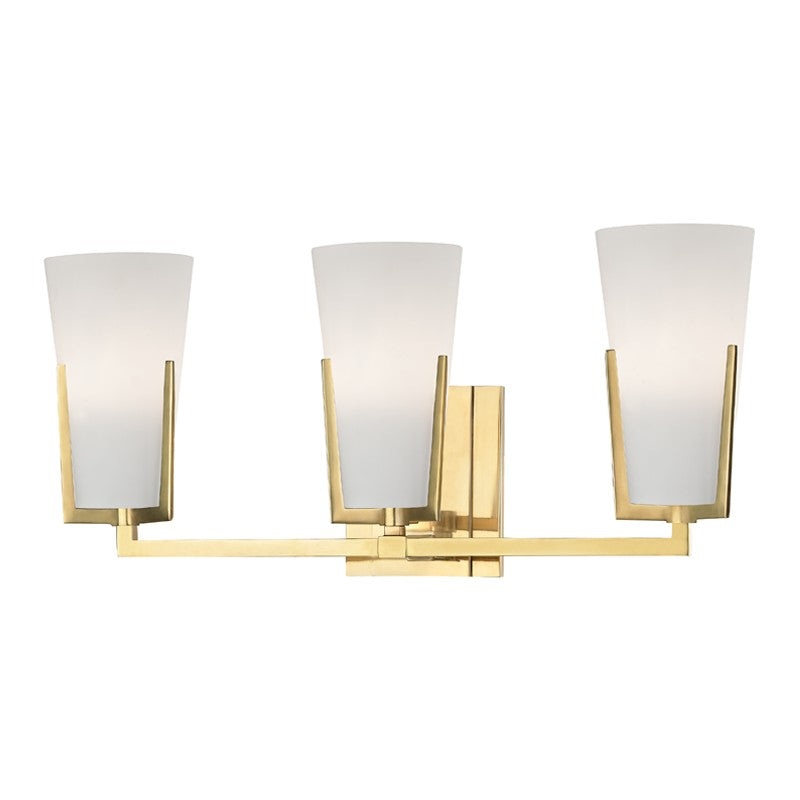 Hudson Valley 1803-AGB Upton Three Light Bath Bracket, Aged Brass (Discontinued)