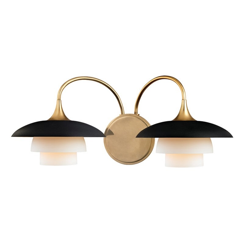 Hudson Valley 1012-AGB Barron Two Light Wall Sconce, Aged Brass