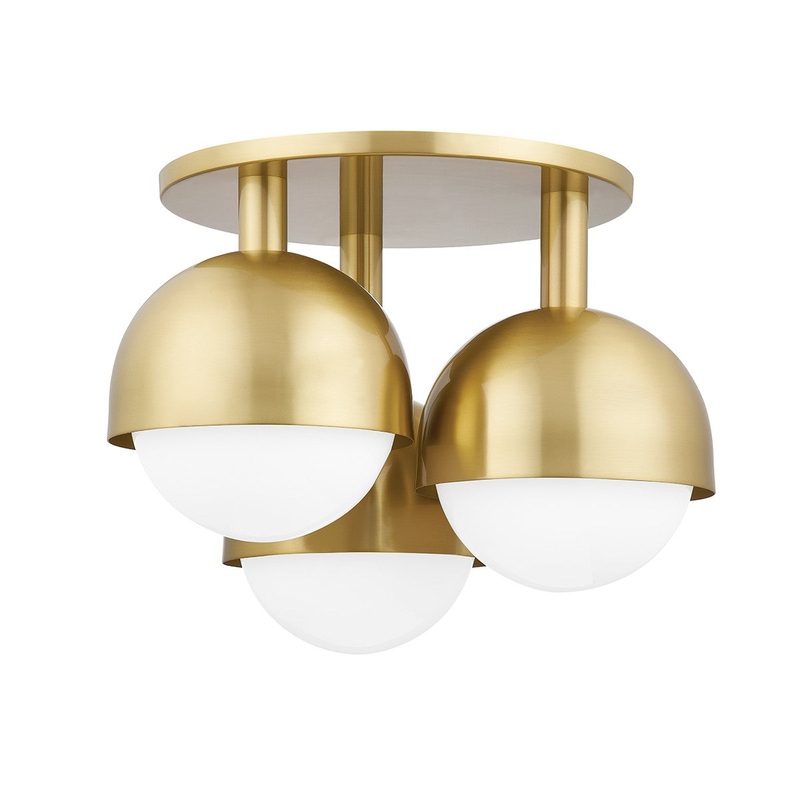 Hudson Valley 1203-AGB Foster Three Light Semi Flush Mount, Aged Brass