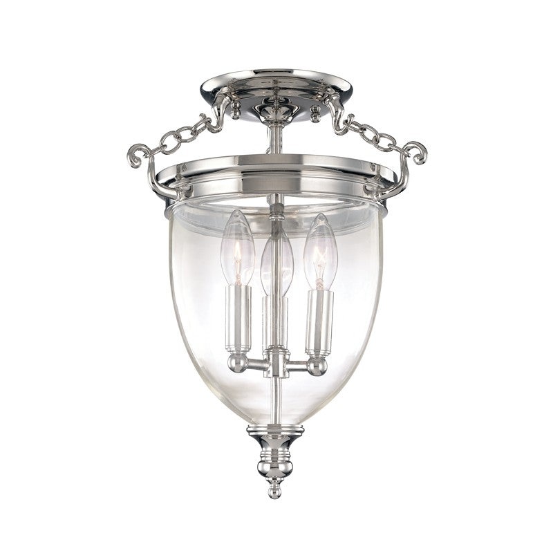 Hudson Valley 140-PN Hanover Three Light Semi Flush Mount, Polished Nickel (Discontinued)