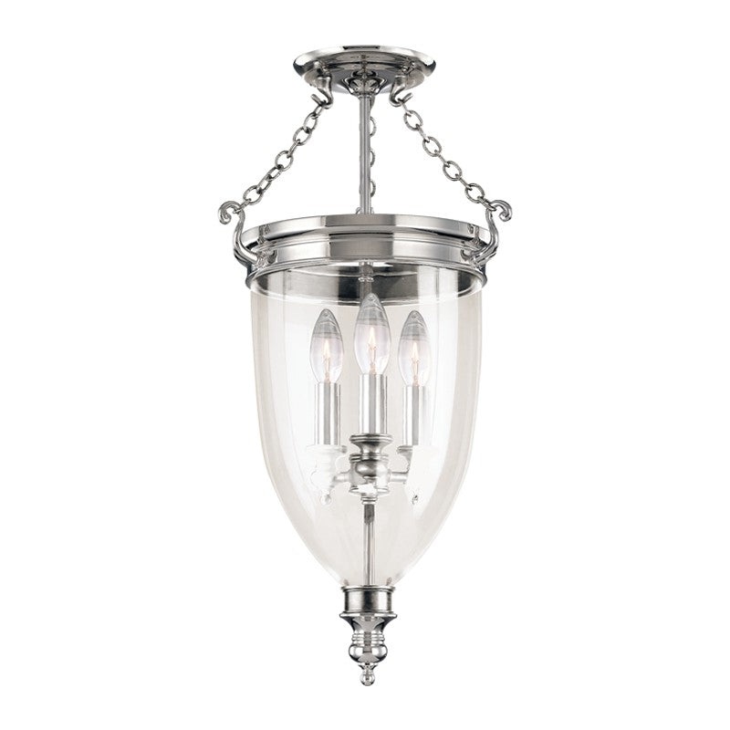 Hudson Valley 141-PN Hanover Three Light Semi Flush Mount, Polished Nickel (Discontinued)