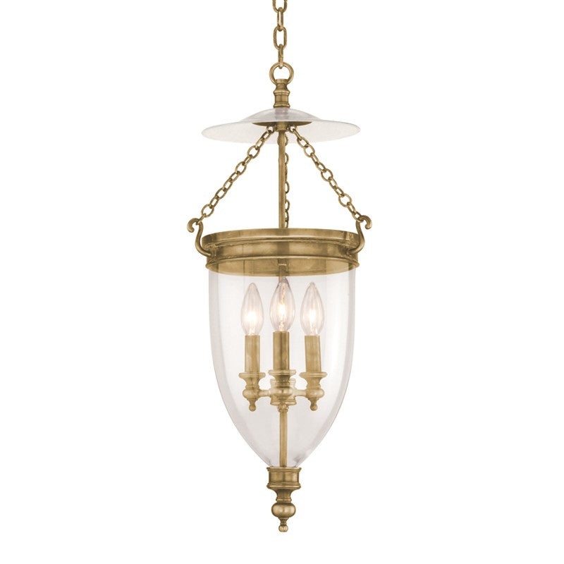 Hudson Valley 142-AGB Hanover Three Light Pendant, Aged Brass