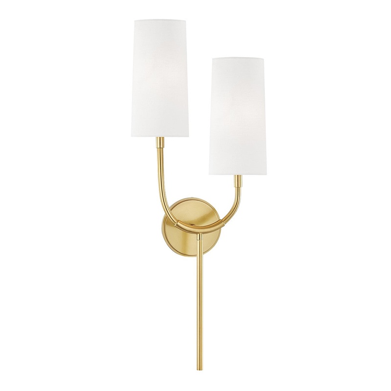 Hudson Valley 1422-AGB Vesper Two Light Wall Sconce, Aged Brass