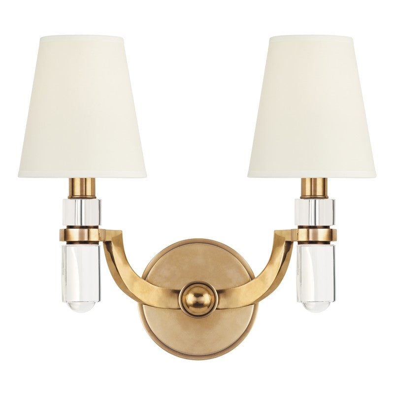 Hudson Valley 982-AGB-WS Dayton Two Light Wall Sconce, Aged Brass