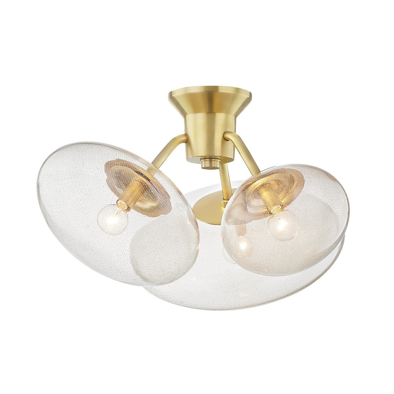 Hudson Valley KBS1471603-AGB Opera Three Light Flush Mount, Aged Brass