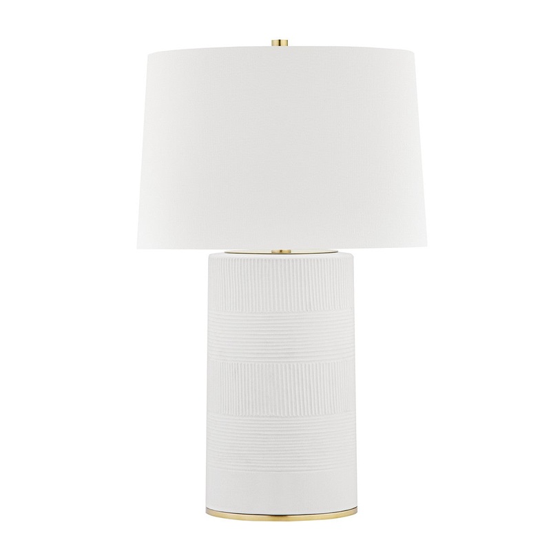 Hudson Valley L1376-AGB/WH Borneo One Light Table Lamp, Aged Brass/Soft Off White