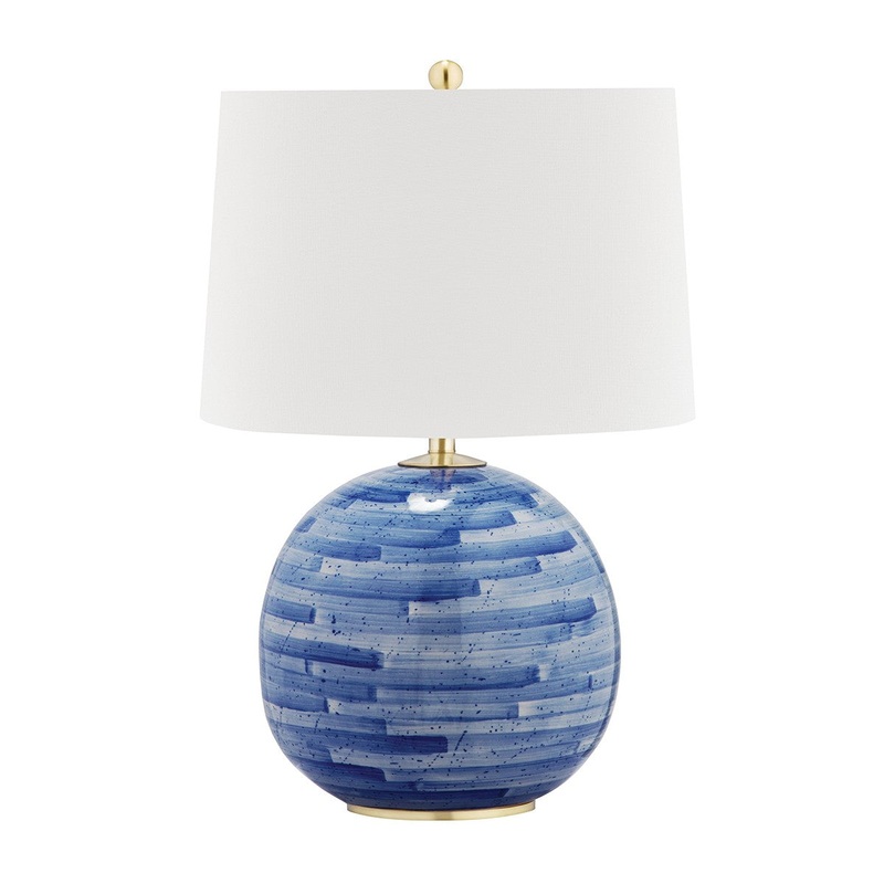Hudson Valley L1380-AGB/BL Laurel One Light Table Lamp, Aged Brass/Blue Combo (Discontinued)