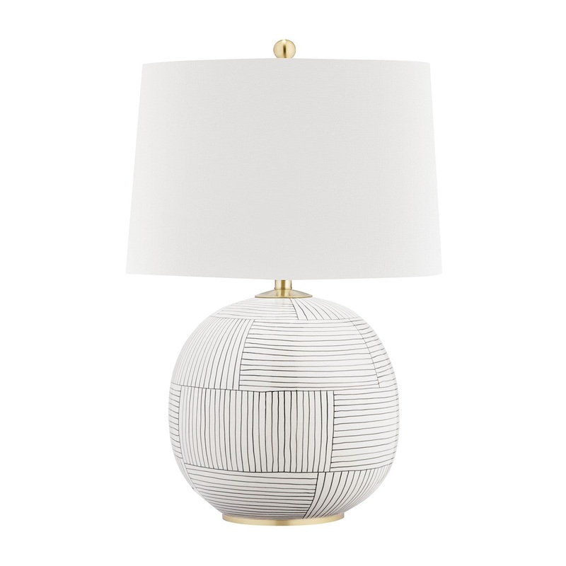 Hudson Valley L1380-AGB/ST Laurel One Light Table Lamp, Aged Brass/Stripe Combo