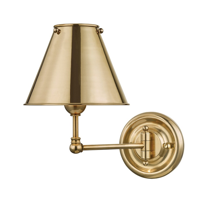 Hudson Valley MDS101-AGB-MS Classic No.1 One Light Wall Sconce, Aged Brass (Discontinued)