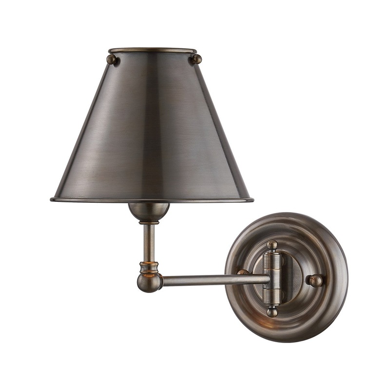 Hudson Valley MDS101-DB-MS Classic No.1 One Light Wall Sconce, Distressed Bronze (Discontinued)