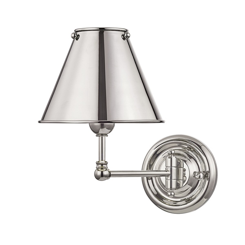Hudson Valley MDS101-PN-MS Classic No.1 One Light Wall Sconce, Polished Nickel