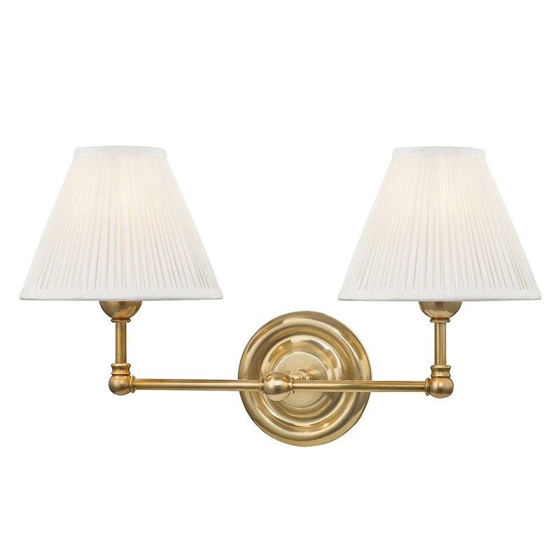 Hudson Valley MDS102-AGB Classic No.1 Two Light Wall Sconce, Aged Brass