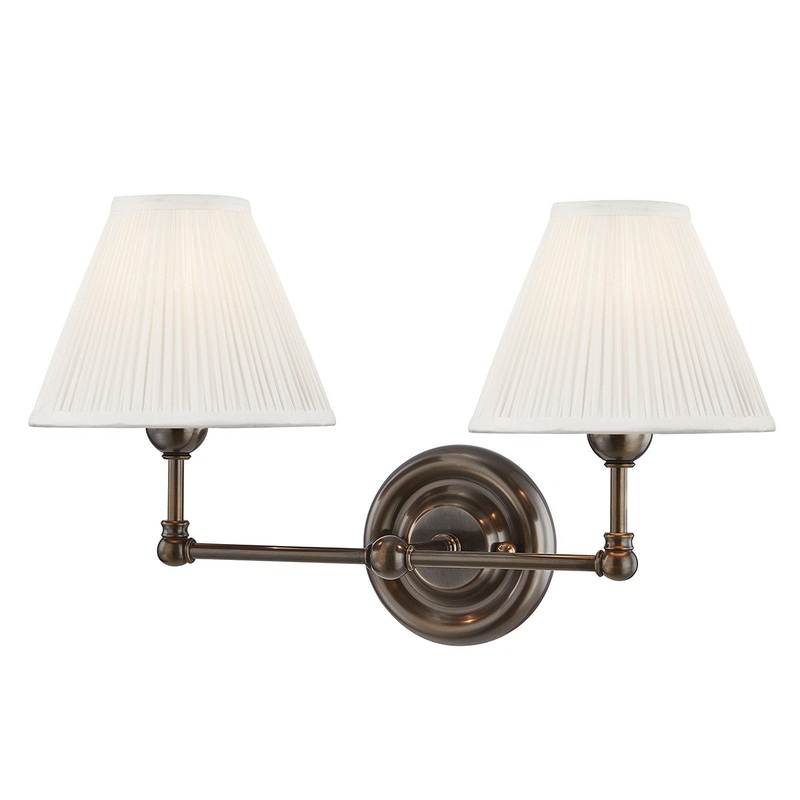 Hudson Valley MDS102-DB Classic No.1 Two Light Wall Sconce, Distressed Bronze