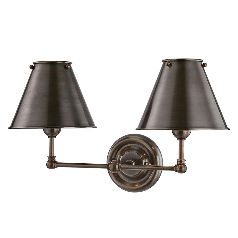 Hudson Valley MDS102-DB-MS Classic No.1 Two Light Wall Sconce, Distressed Bronze (Discontinued)