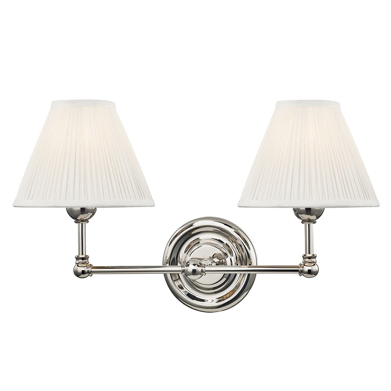 Hudson Valley MDS102-PN Classic No.1 Two Light Wall Sconce, Polished Nickel