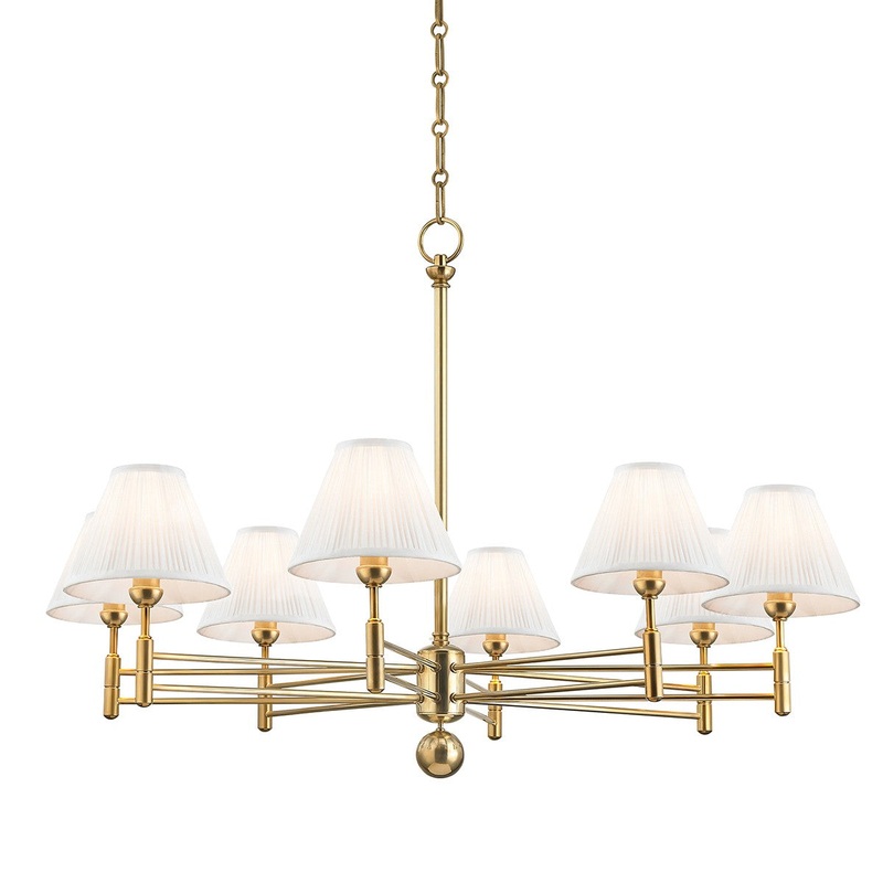 Hudson Valley MDS106-AGB Classic No.1 Eight Light Chandelier, Aged Brass
