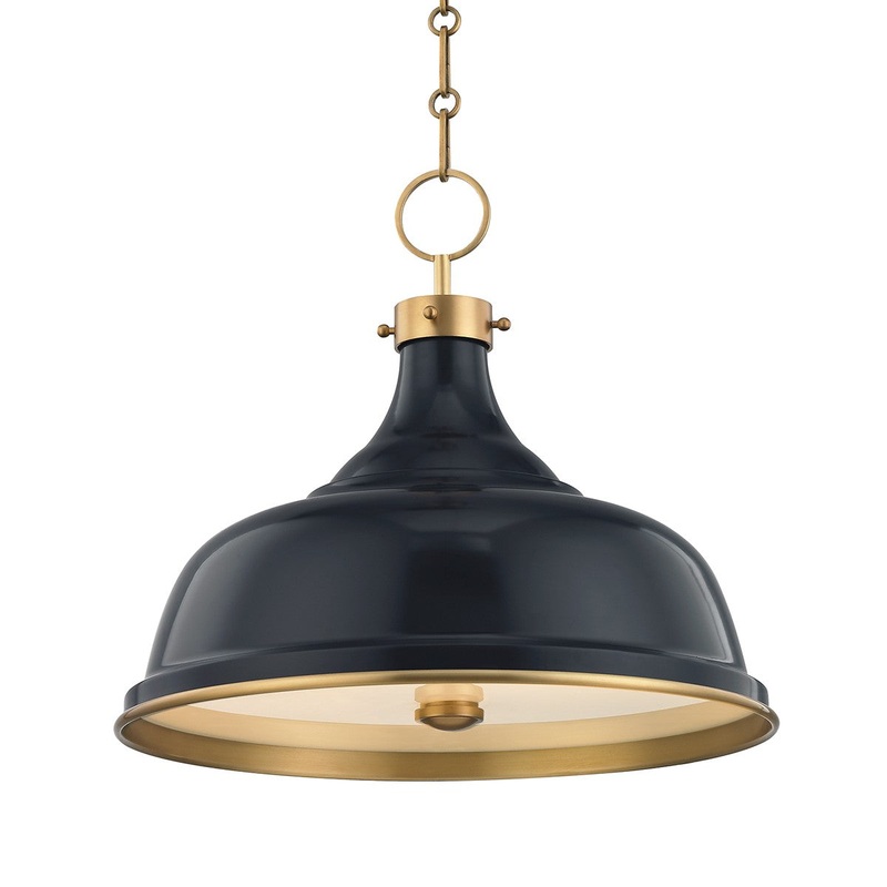 Hudson Valley MDS300-AGB/DBL Painted No.1 Three Light Pendant, Aged Brass/Darkest Blue