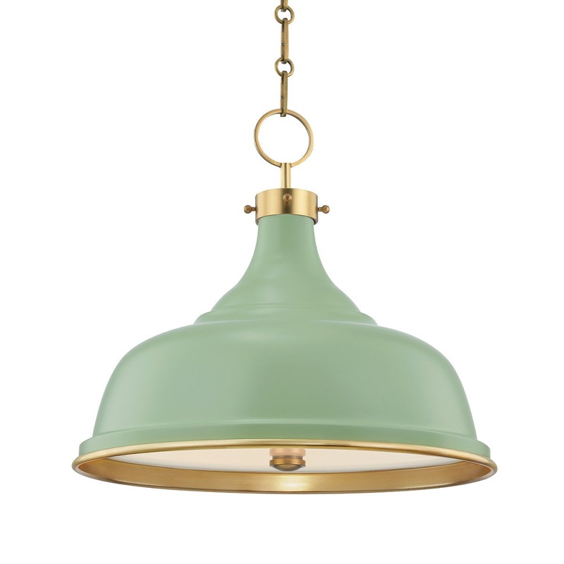 Hudson Valley MDS300-AGB/LFG Painted No.1 Three Light Pendant, Aged Brass/Leaf Green Combo