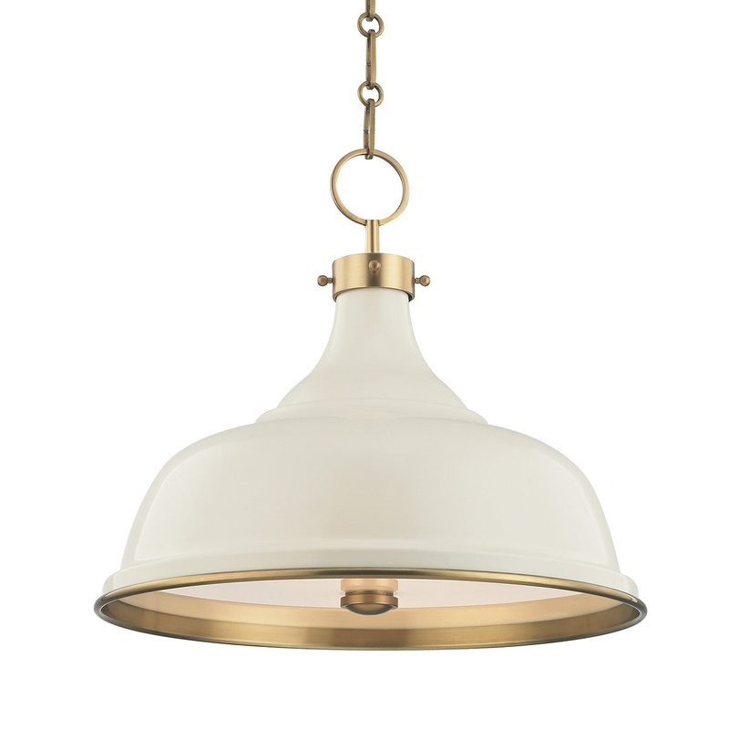 Hudson Valley MDS300-AGB/OW Painted No.1 Three Light Pendant, Aged Brass/Off White