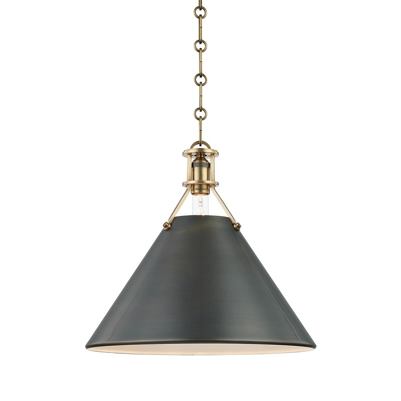 Hudson Valley MDS952-ADB Metal No.2 One Light Pendant, Aged/Antique Distressed Bronze