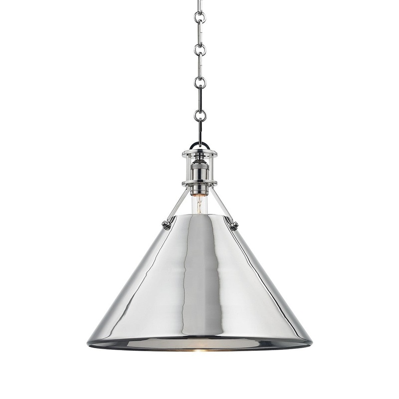 Hudson Valley MDS952-PN Metal No.2 One Light Pendant, Polished Nickel