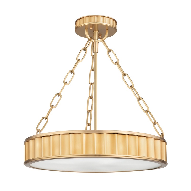 Hudson Valley 901-AGB Middlebury Three Light Semi Flush Mount, Aged Brass