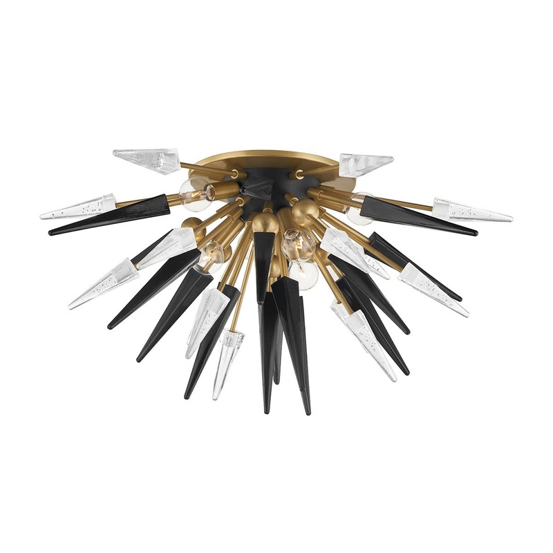 Hudson Valley 9027-AGB Sparta Six Light Semi Flush Mount, Aged Brass