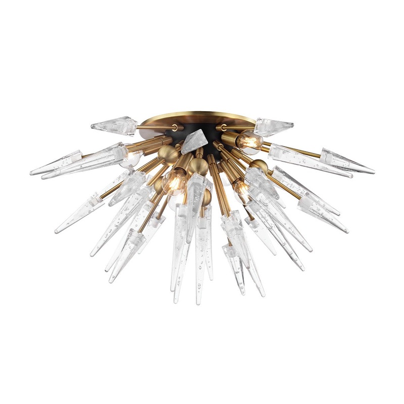Hudson Valley 9028-AGB Sparta Six Light Semi Flush Mount, Aged Brass