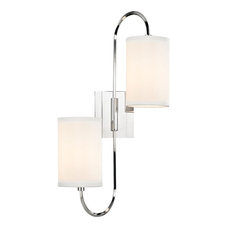 Hudson Valley 9100-PN Junius Two Light Wall Sconce, Polished Nickel