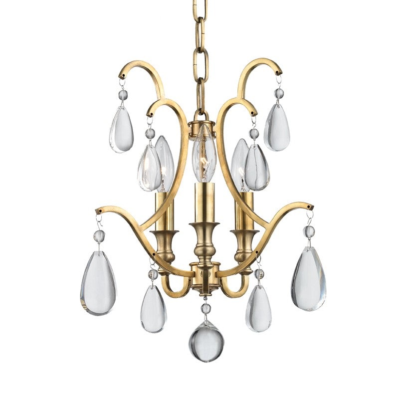Hudson Valley 9303-AGB Crawford Three Light Semi Flush Mount/Pendant, Aged Brass (Discontinued)